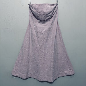 Red/Pink White Stripe Seersucker Strapless Dress‎ Preppy Nautical Cottage Core 0